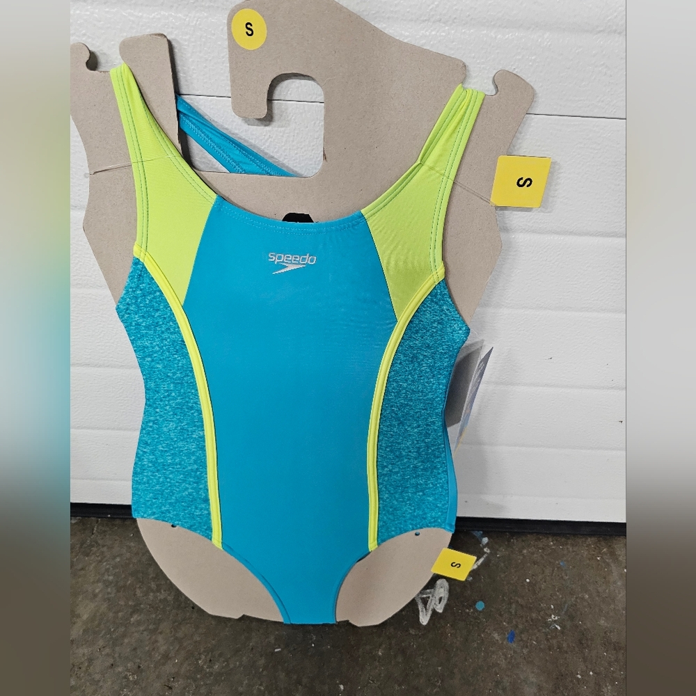 Speedo Girls Racerback Sport Splice One Piece Swimsuit nwt